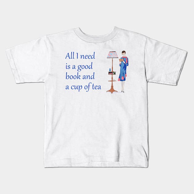 Lispe All I need is a good book and a cup of tea Kids T-Shirt by Lispe